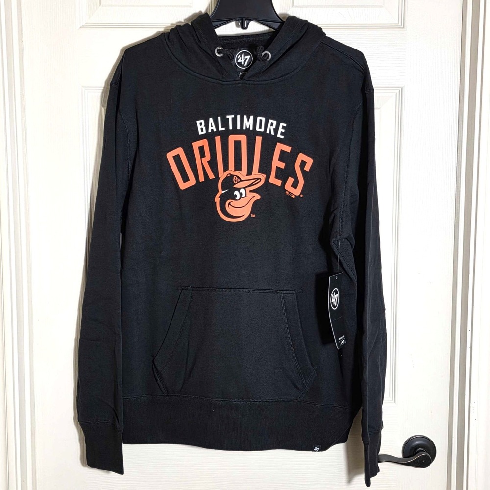 '47 Brand Baltimore Orioles Velocity Headline Pullover Hoodie Large Black NWT